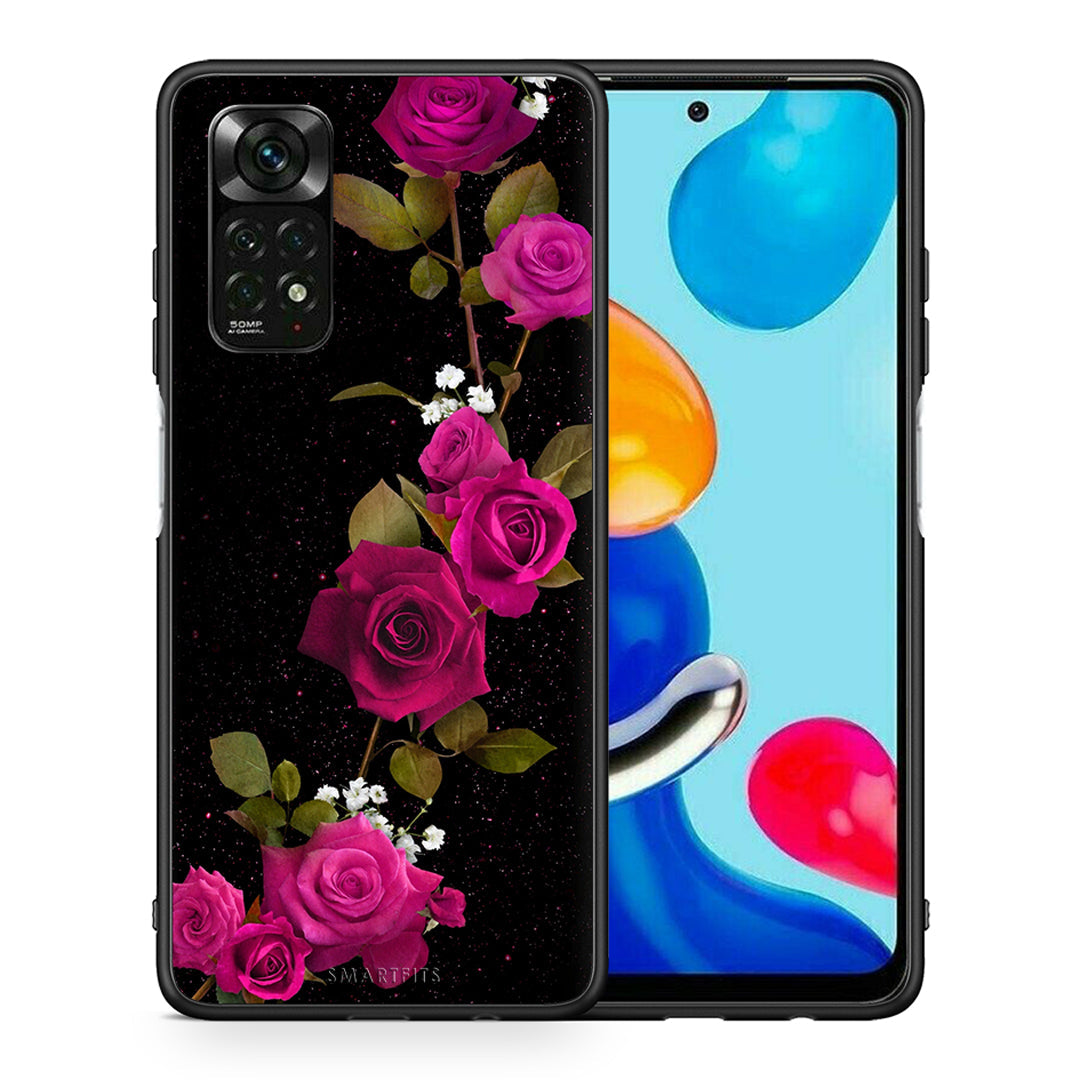 Θήκη Xiaomi Redmi Note 11 Pro 5G Red Roses Flower από τη Smartfits με σχέδιο στο πίσω μέρος και μαύρο περίβλημα | Xiaomi Redmi Note 11 Pro 5G Red Roses Flower case with colorful back and black bezels