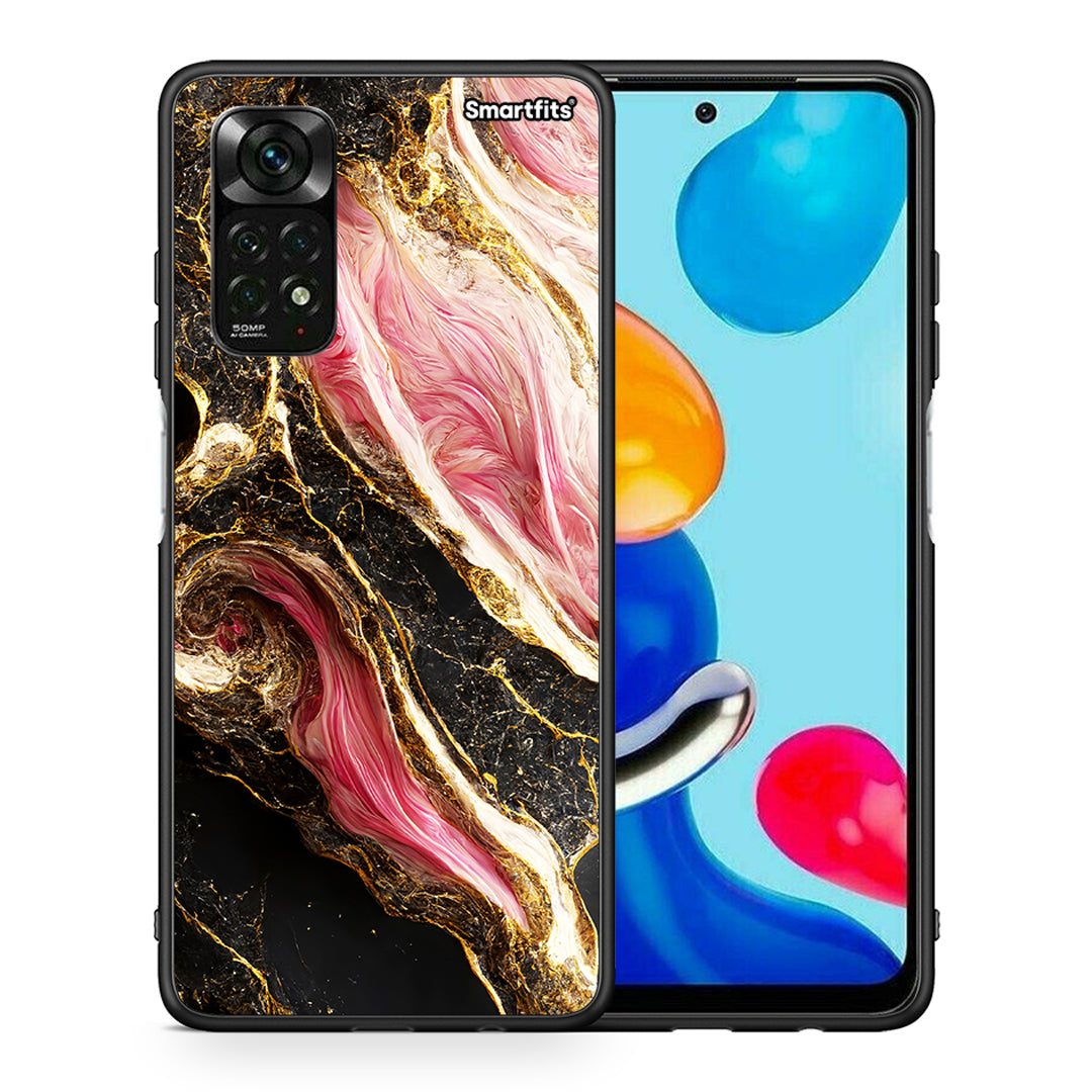 Θήκη Xiaomi Redmi Note 11 Pro 5G Glamorous Pink Marble από τη Smartfits με σχέδιο στο πίσω μέρος και μαύρο περίβλημα | Xiaomi Redmi Note 11 Pro 5G Glamorous Pink Marble case with colorful back and black bezels