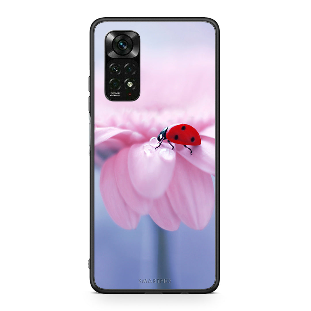 Xiaomi Redmi Note 12 Pro 4G Ladybug Flower θήκη από τη Smartfits με σχέδιο στο πίσω μέρος και μαύρο περίβλημα | Smartphone case with colorful back and black bezels by Smartfits