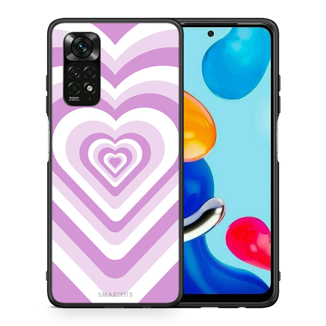 Θήκη Xiaomi Redmi Note 11 Pro 5G Lilac Hearts από τη Smartfits με σχέδιο στο πίσω μέρος και μαύρο περίβλημα | Xiaomi Redmi Note 11 Pro 5G Lilac Hearts case with colorful back and black bezels