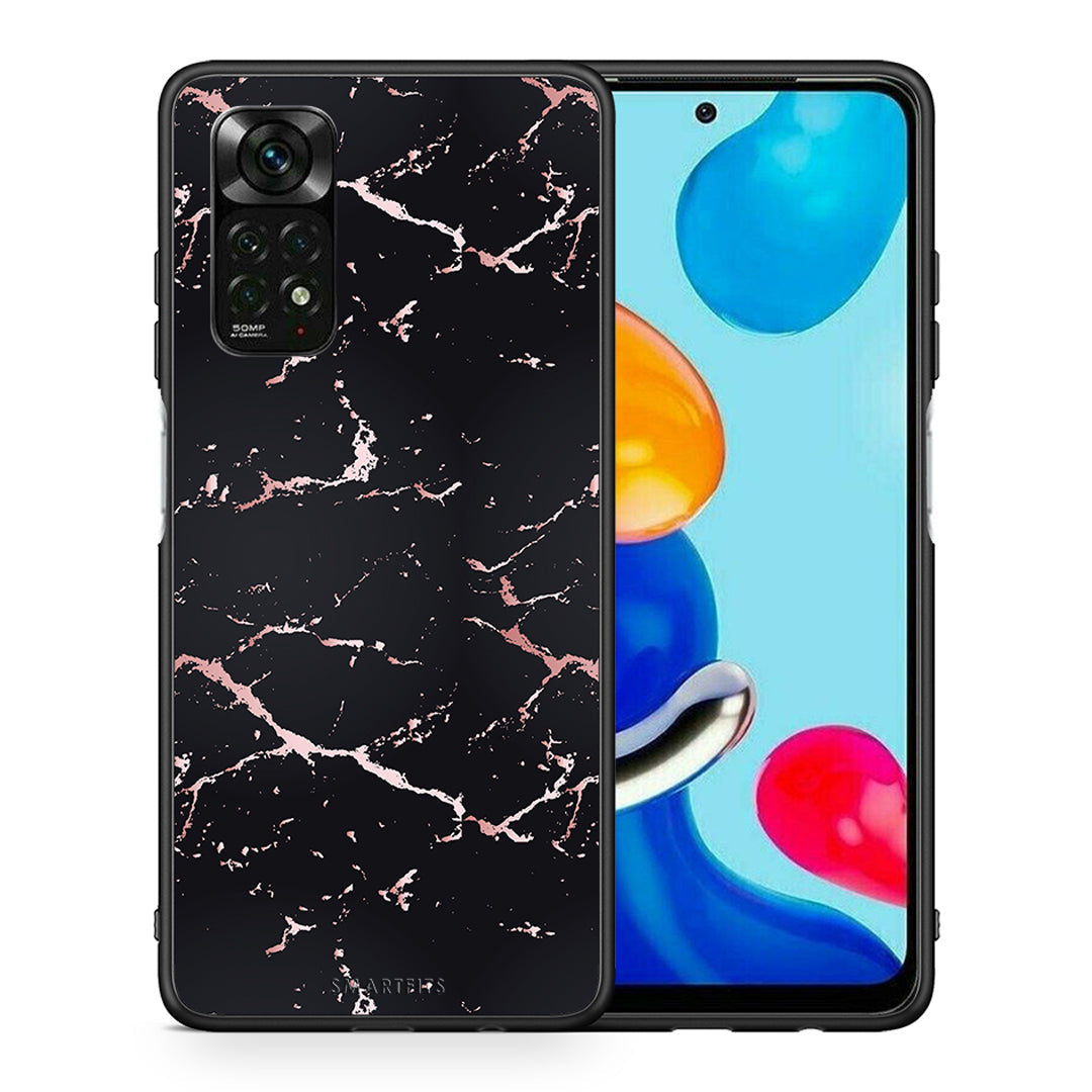 Θήκη Xiaomi Redmi Note 11 Pro 5G Black Rosegold Marble από τη Smartfits με σχέδιο στο πίσω μέρος και μαύρο περίβλημα | Xiaomi Redmi Note 11 Pro 5G Black Rosegold Marble case with colorful back and black bezels