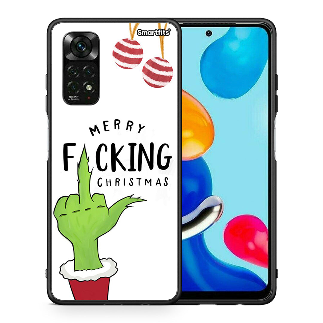 Θήκη Xiaomi Redmi Note 11 Pro 5G Merry F Xmas από τη Smartfits με σχέδιο στο πίσω μέρος και μαύρο περίβλημα | Xiaomi Redmi Note 11 Pro 5G Merry F Xmas case with colorful back and black bezels