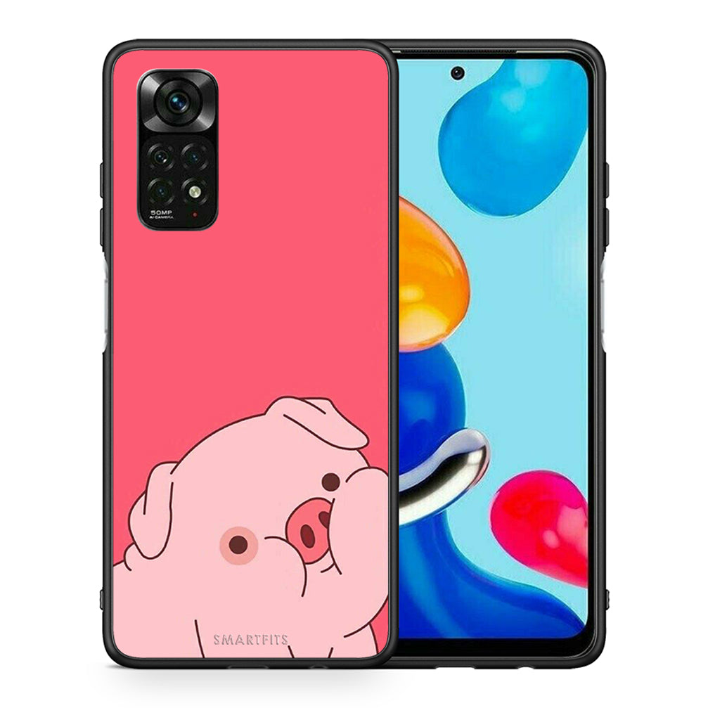 Θήκη Αγίου Βαλεντίνου Xiaomi Redmi Note 12 Pro 4G Pig Love 1 από τη Smartfits με σχέδιο στο πίσω μέρος και μαύρο περίβλημα | Xiaomi Redmi Note 12 Pro 4G Pig Love 1 case with colorful back and black bezels