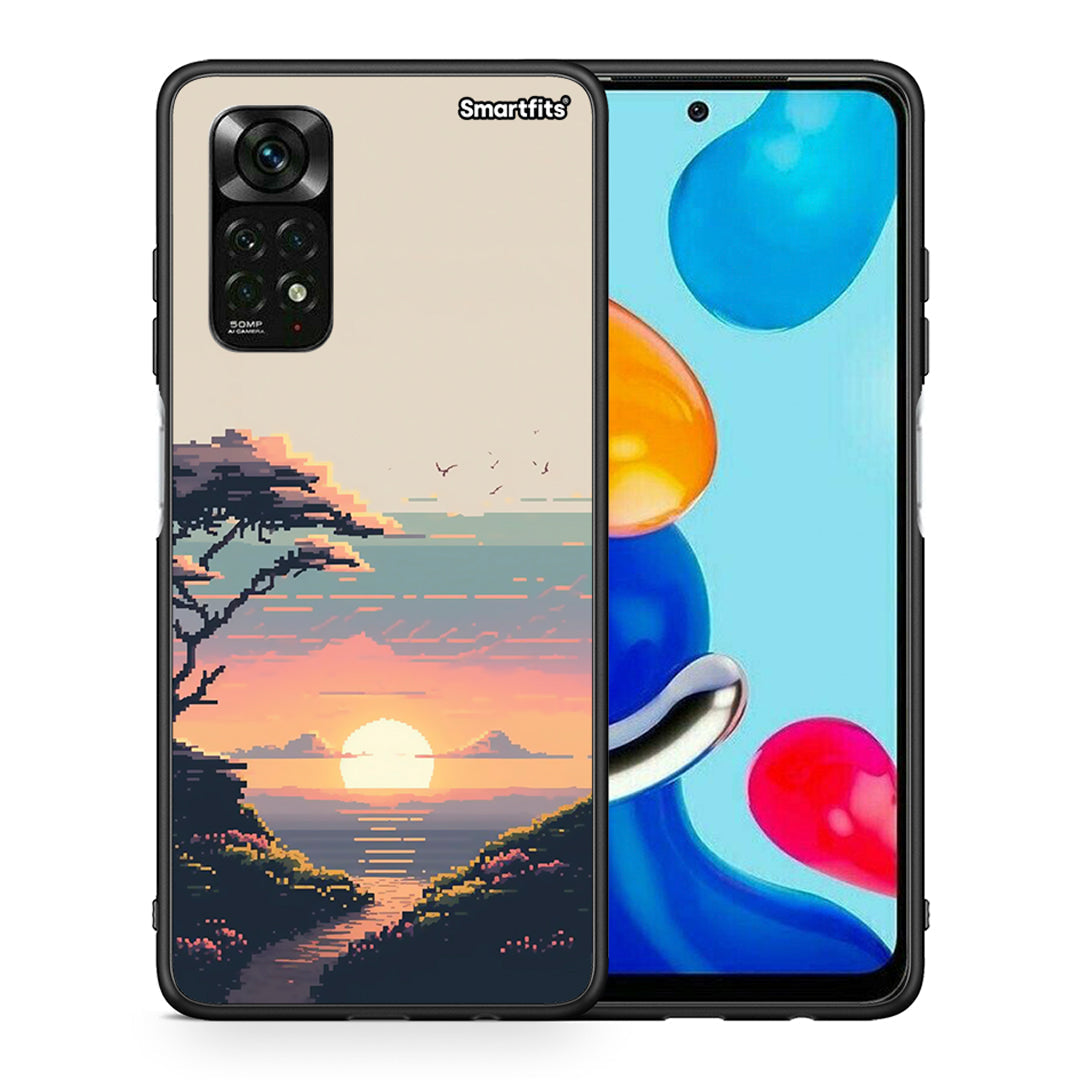 Θήκη Xiaomi Redmi Note 12 Pro 4G Pixel Sunset από τη Smartfits με σχέδιο στο πίσω μέρος και μαύρο περίβλημα | Xiaomi Redmi Note 12 Pro 4G Pixel Sunset case with colorful back and black bezels