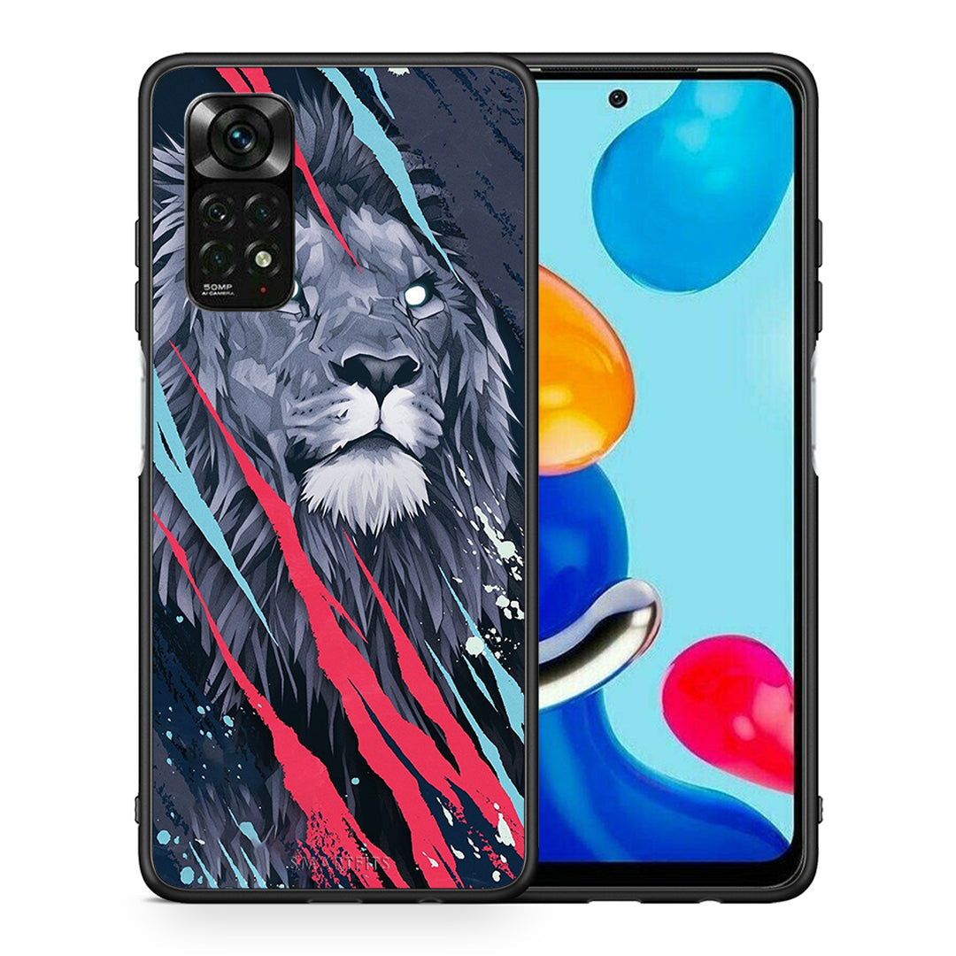 Θήκη Xiaomi Redmi Note 11 Pro 5G Lion Designer PopArt από τη Smartfits με σχέδιο στο πίσω μέρος και μαύρο περίβλημα | Xiaomi Redmi Note 11 Pro 5G Lion Designer PopArt case with colorful back and black bezels