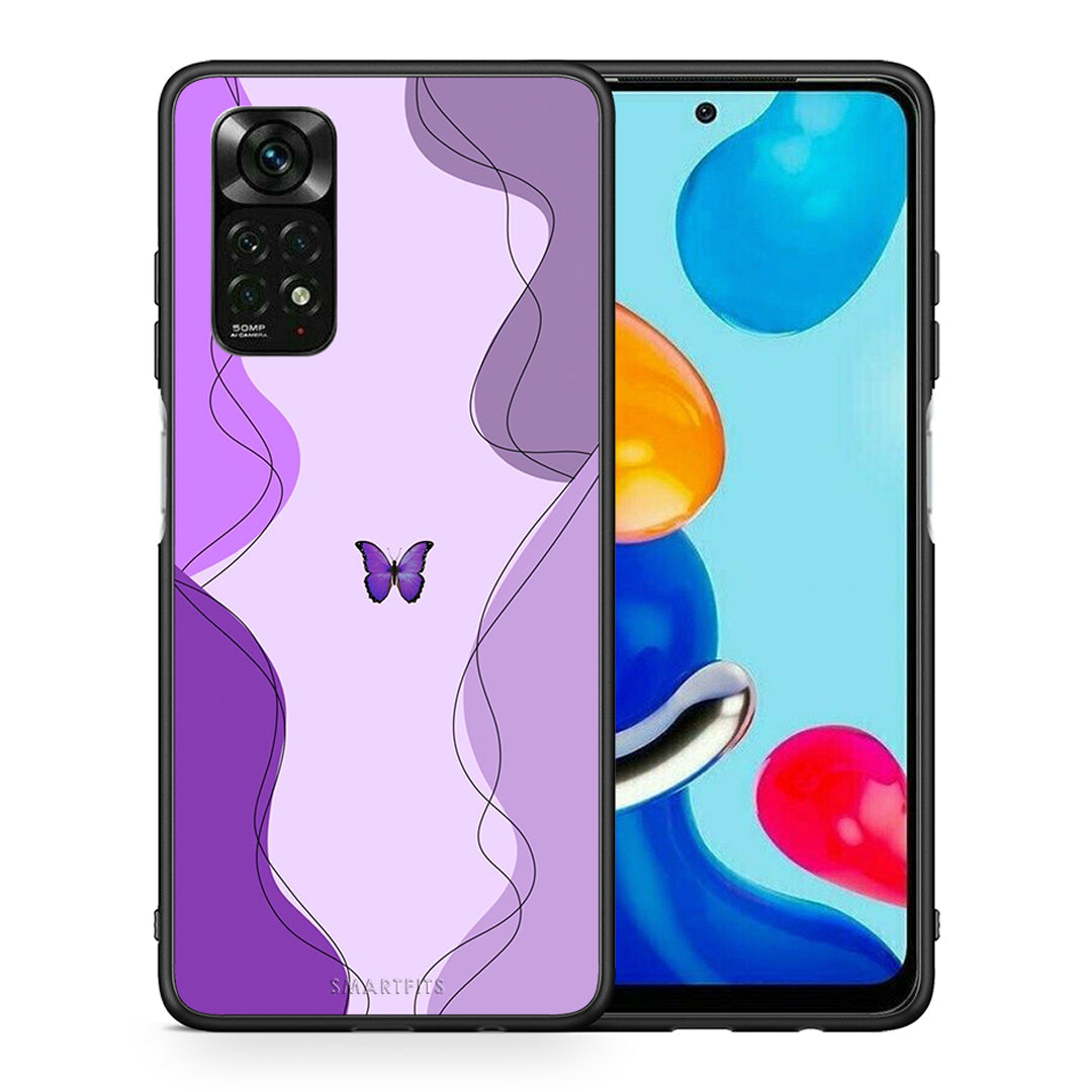 Θήκη Αγίου Βαλεντίνου Xiaomi Redmi Note 12 Pro 4G Purple Mariposa από τη Smartfits με σχέδιο στο πίσω μέρος και μαύρο περίβλημα | Xiaomi Redmi Note 12 Pro 4G Purple Mariposa case with colorful back and black bezels