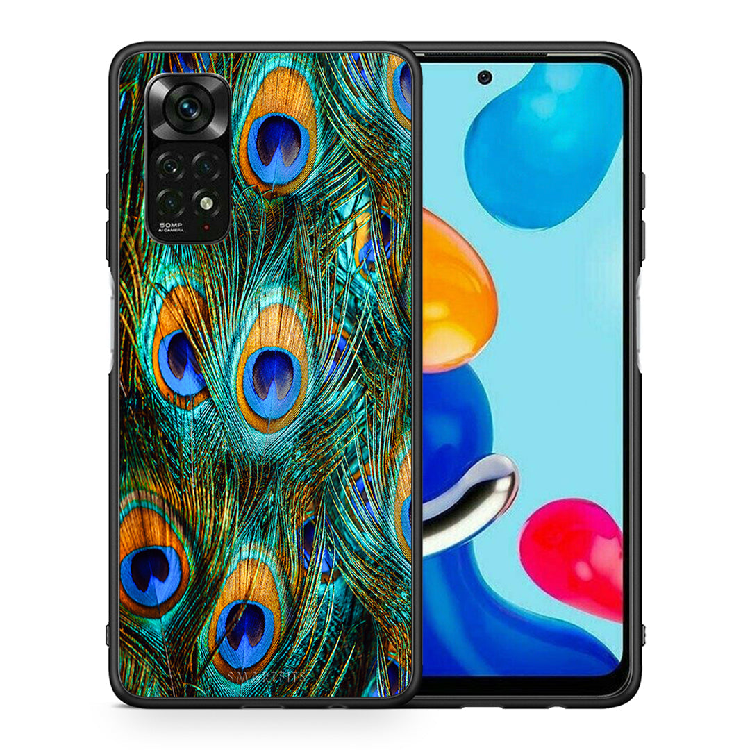 Θήκη Xiaomi Redmi Note 12 Pro 4G Real Peacock Feathers από τη Smartfits με σχέδιο στο πίσω μέρος και μαύρο περίβλημα | Xiaomi Redmi Note 12 Pro 4G Real Peacock Feathers case with colorful back and black bezels