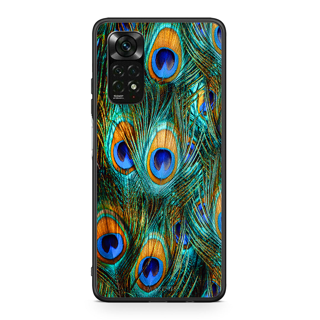 Xiaomi Redmi Note 11 Pro 5G Real Peacock Feathers θήκη από τη Smartfits με σχέδιο στο πίσω μέρος και μαύρο περίβλημα | Smartphone case with colorful back and black bezels by Smartfits