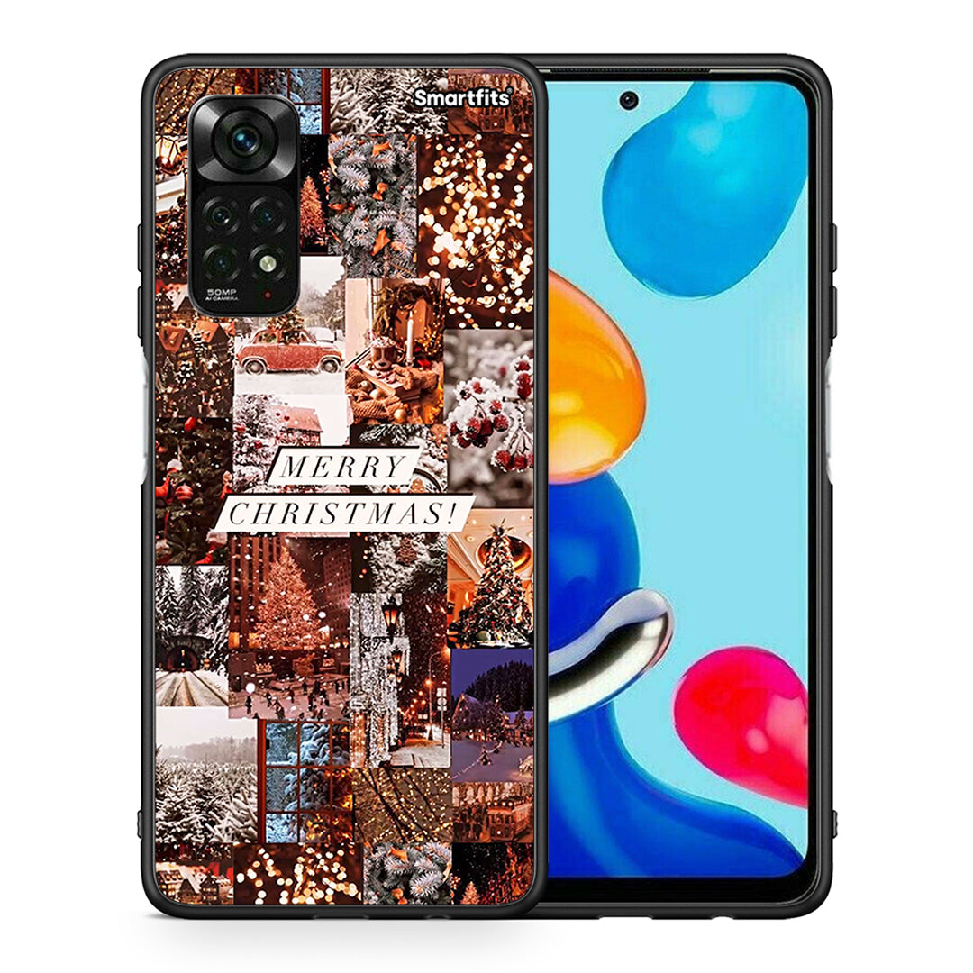 Θήκη Xiaomi Redmi Note 11 Pro 5G Xmas Collage από τη Smartfits με σχέδιο στο πίσω μέρος και μαύρο περίβλημα | Xiaomi Redmi Note 11 Pro 5G Xmas Collage case with colorful back and black bezels