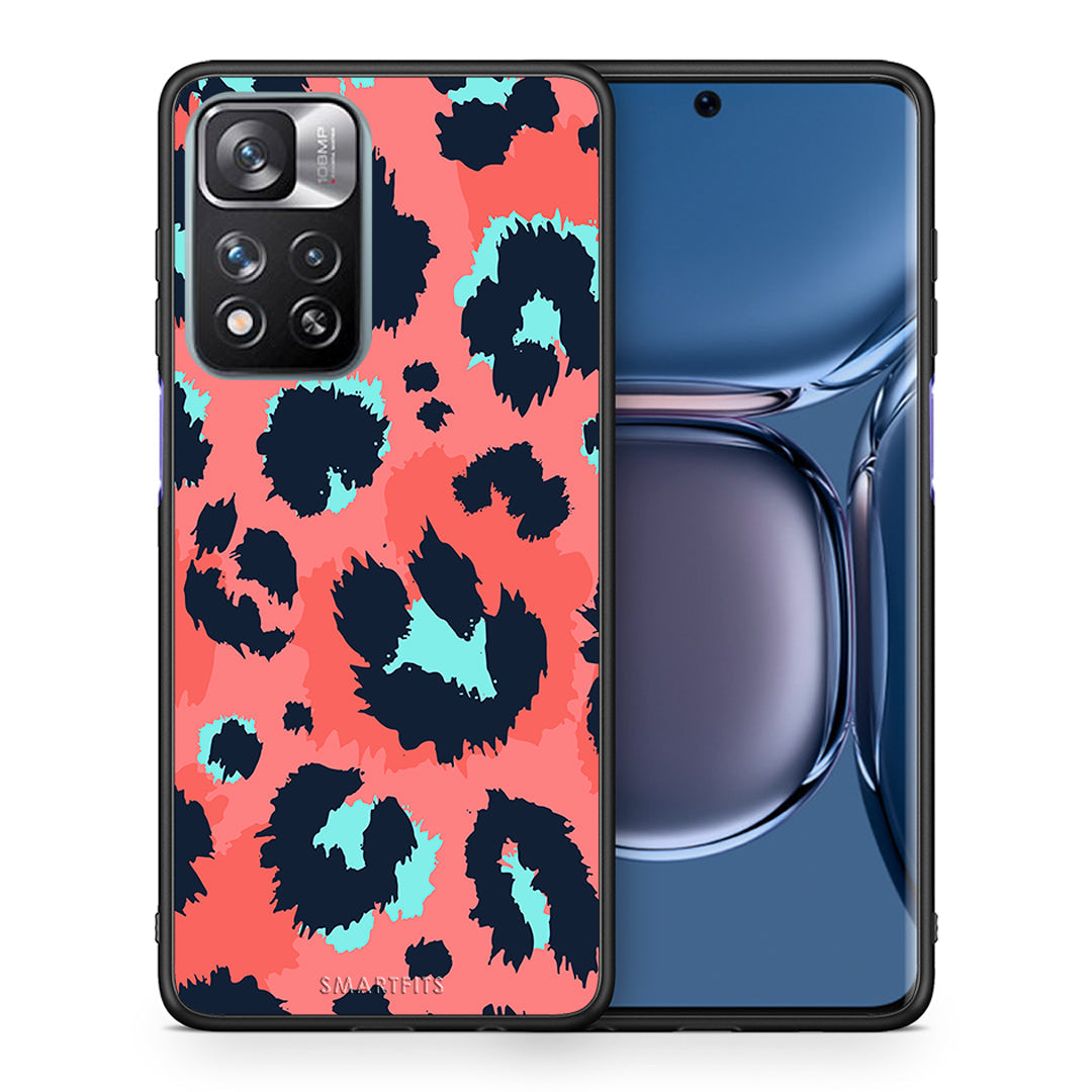 Θήκη Xiaomi Redmi Note 11 Pro/11 Pro+ Pink Leopard Animal από τη Smartfits με σχέδιο στο πίσω μέρος και μαύρο περίβλημα | Xiaomi Redmi Note 11 Pro/11 Pro+ Pink Leopard Animal case with colorful back and black bezels