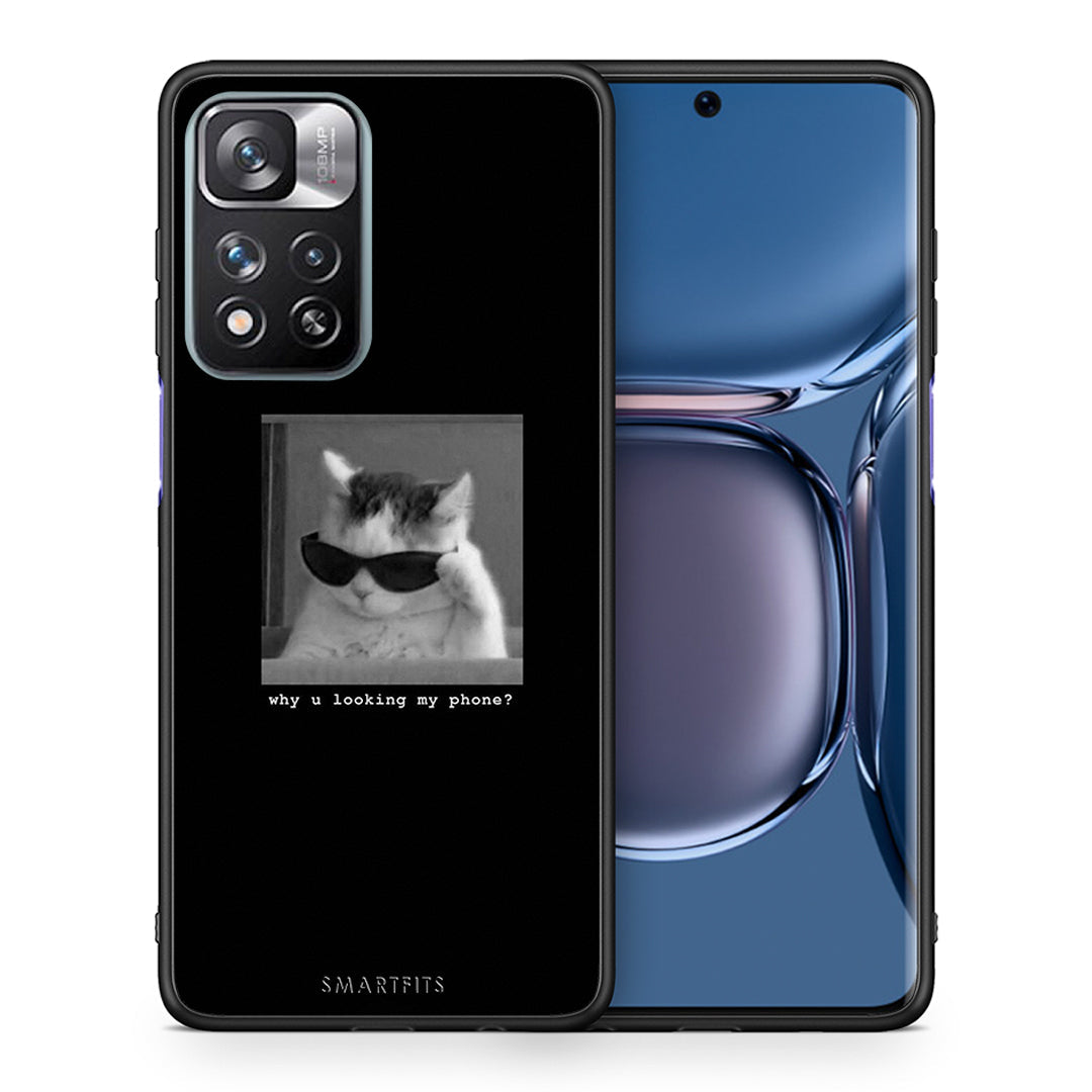 Θήκη Xiaomi Redmi Note 11 Pro/11 Pro+ Meme Cat από τη Smartfits με σχέδιο στο πίσω μέρος και μαύρο περίβλημα | Xiaomi Redmi Note 11 Pro/11 Pro+ Meme Cat case with colorful back and black bezels