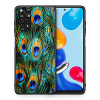 Thumbnail for Θήκη Xiaomi Redmi Note 11 Real Peacock Feathers από τη Smartfits με σχέδιο στο πίσω μέρος και μαύρο περίβλημα | Xiaomi Redmi Note 11 Real Peacock Feathers case with colorful back and black bezels