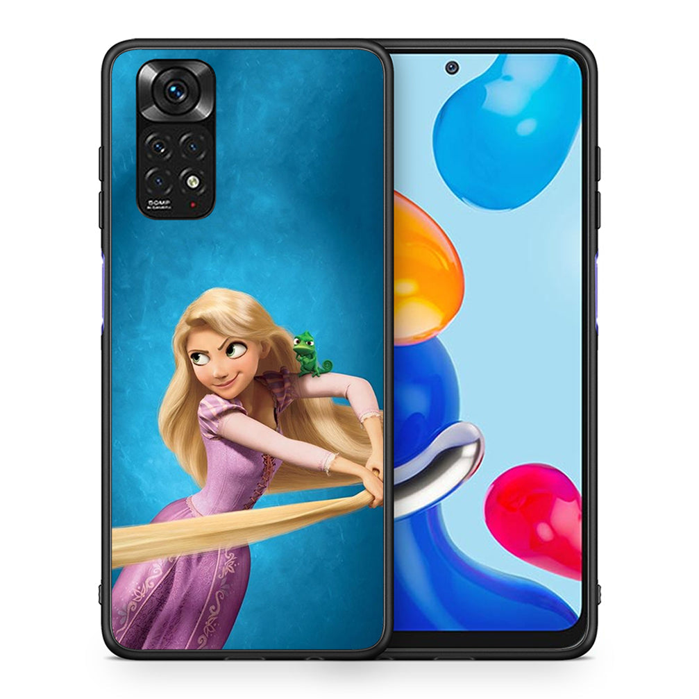 Θήκη Αγίου Βαλεντίνου Xiaomi Redmi Note 11 Tangled 2 από τη Smartfits με σχέδιο στο πίσω μέρος και μαύρο περίβλημα | Xiaomi Redmi Note 11 Tangled 2 case with colorful back and black bezels