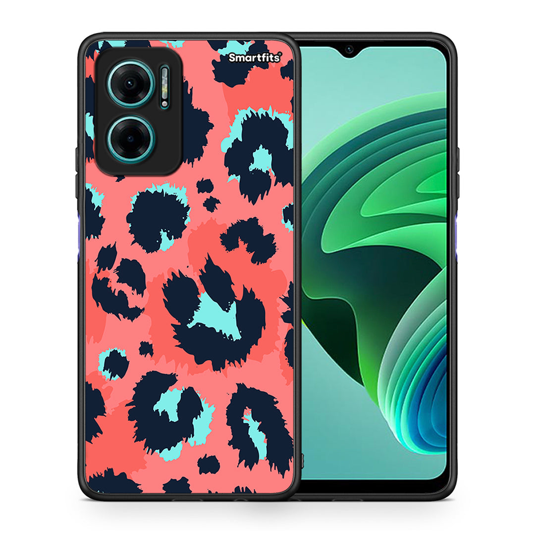 Θήκη Xiaomi Redmi Note 11E Pink Leopard Animal από τη Smartfits με σχέδιο στο πίσω μέρος και μαύρο περίβλημα | Xiaomi Redmi Note 11E Pink Leopard Animal case with colorful back and black bezels