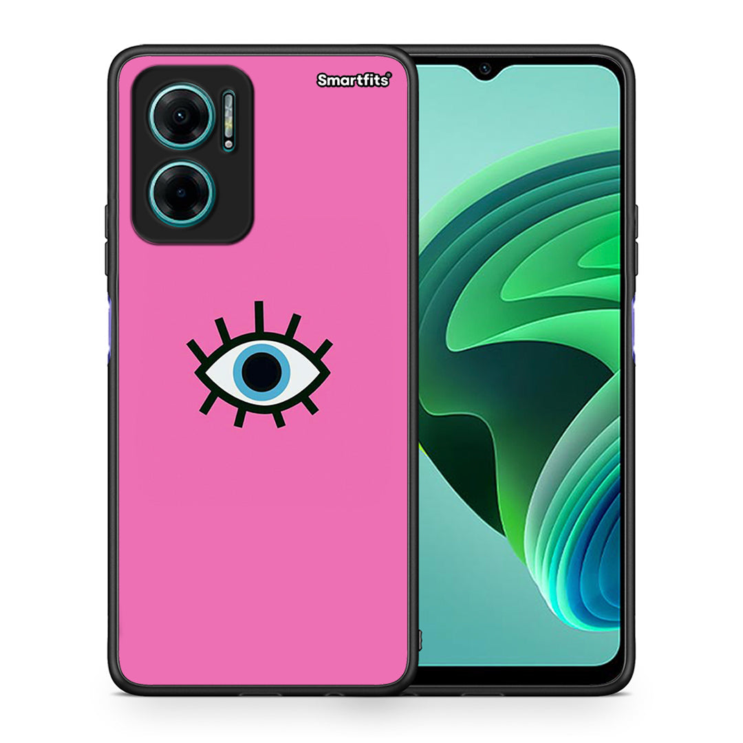 Θήκη Xiaomi Redmi Note 11E Blue Eye Pink από τη Smartfits με σχέδιο στο πίσω μέρος και μαύρο περίβλημα | Xiaomi Redmi Note 11E Blue Eye Pink case with colorful back and black bezels