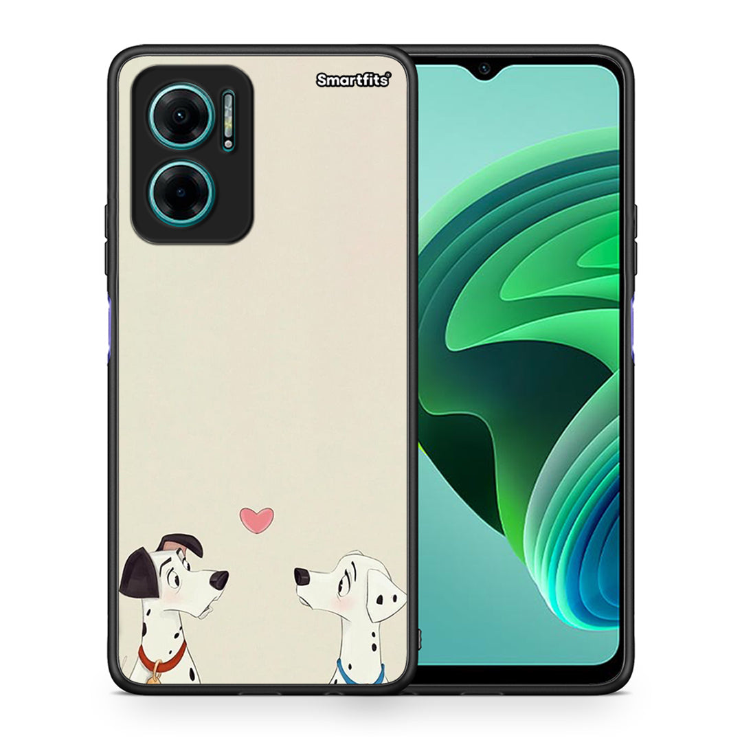 Θήκη Xiaomi Redmi Note 11E Dalmatians Love από τη Smartfits με σχέδιο στο πίσω μέρος και μαύρο περίβλημα | Xiaomi Redmi Note 11E Dalmatians Love case with colorful back and black bezels