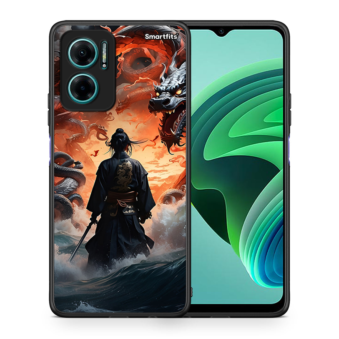 Θήκη Xiaomi Redmi Note 11E Dragons Fight από τη Smartfits με σχέδιο στο πίσω μέρος και μαύρο περίβλημα | Xiaomi Redmi Note 11E Dragons Fight case with colorful back and black bezels