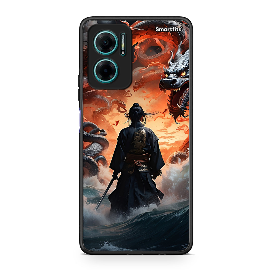 Xiaomi Redmi Note 11E Dragons Fight θήκη από τη Smartfits με σχέδιο στο πίσω μέρος και μαύρο περίβλημα | Smartphone case with colorful back and black bezels by Smartfits