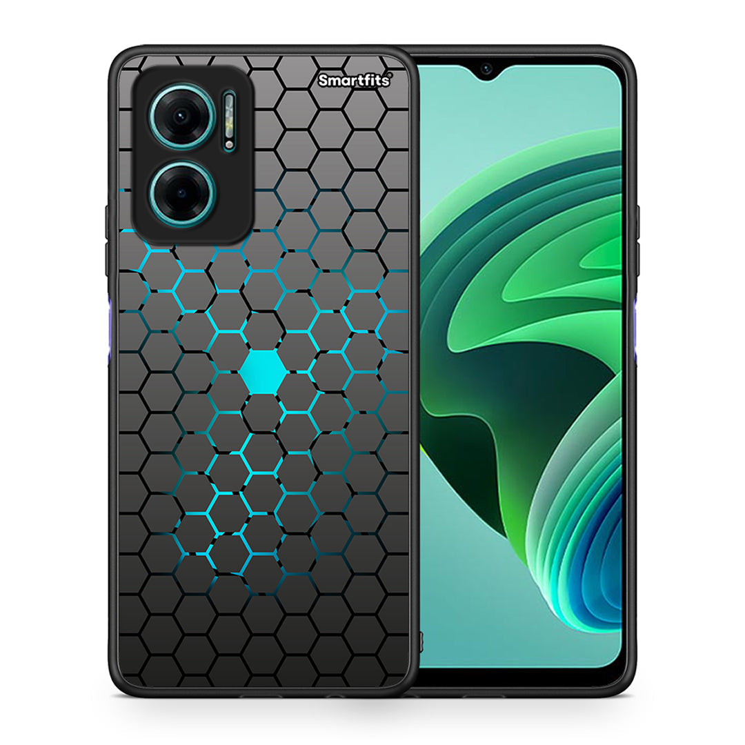 Θήκη Xiaomi Redmi Note 11E Hexagonal Geometric από τη Smartfits με σχέδιο στο πίσω μέρος και μαύρο περίβλημα | Xiaomi Redmi Note 11E Hexagonal Geometric case with colorful back and black bezels