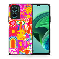 Thumbnail for Θήκη Xiaomi Redmi Note 11E Hippie Love από τη Smartfits με σχέδιο στο πίσω μέρος και μαύρο περίβλημα | Xiaomi Redmi Note 11E Hippie Love case with colorful back and black bezels