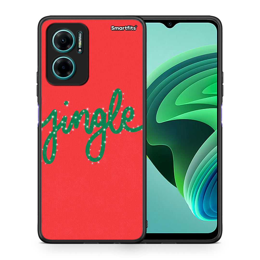 Θήκη Xiaomi Redmi Note 11E Jingle Xmas από τη Smartfits με σχέδιο στο πίσω μέρος και μαύρο περίβλημα | Xiaomi Redmi Note 11E Jingle Xmas case with colorful back and black bezels