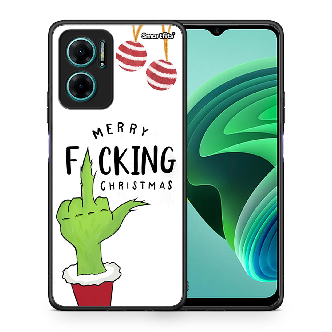 Θήκη Xiaomi Redmi Note 11E Merry F Xmas από τη Smartfits με σχέδιο στο πίσω μέρος και μαύρο περίβλημα | Xiaomi Redmi Note 11E Merry F Xmas case with colorful back and black bezels