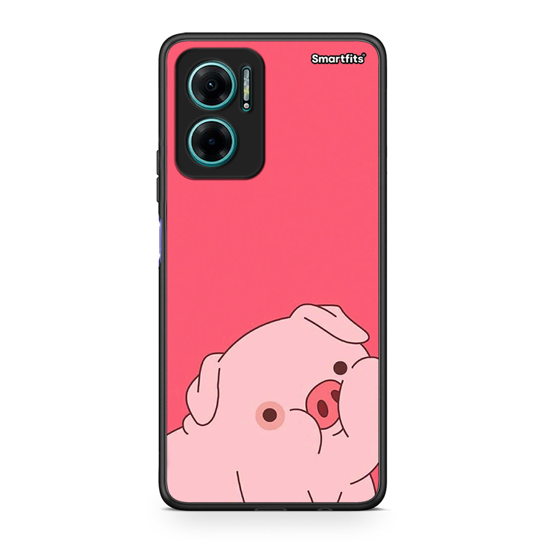 Xiaomi Redmi Note 11E Pig Love 1 Θήκη Αγίου Βαλεντίνου από τη Smartfits με σχέδιο στο πίσω μέρος και μαύρο περίβλημα | Smartphone case with colorful back and black bezels by Smartfits