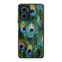 Thumbnail for Xiaomi Redmi Note 11E Real Peacock Feathers θήκη από τη Smartfits με σχέδιο στο πίσω μέρος και μαύρο περίβλημα | Smartphone case with colorful back and black bezels by Smartfits