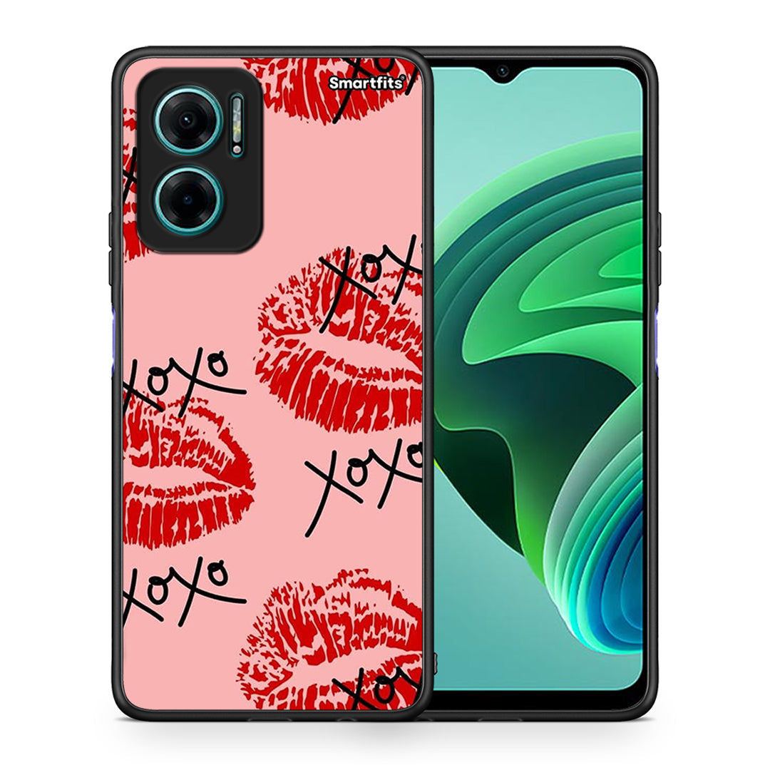 Θήκη Xiaomi Redmi Note 11E XOXO Lips από τη Smartfits με σχέδιο στο πίσω μέρος και μαύρο περίβλημα | Xiaomi Redmi Note 11E XOXO Lips case with colorful back and black bezels