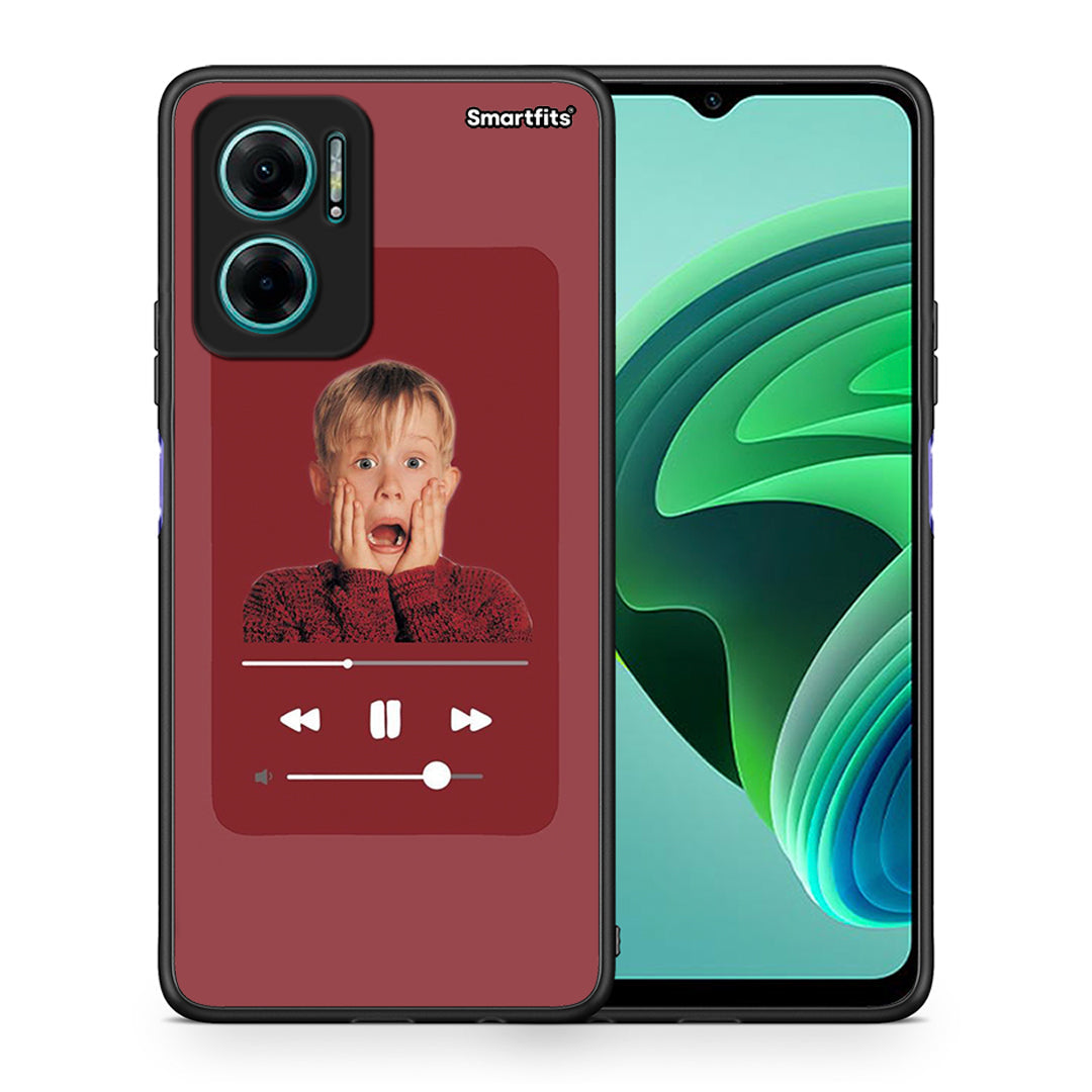 Θήκη Xiaomi Redmi Note 11E Xmas Alone Music από τη Smartfits με σχέδιο στο πίσω μέρος και μαύρο περίβλημα | Xiaomi Redmi Note 11E Xmas Alone Music case with colorful back and black bezels