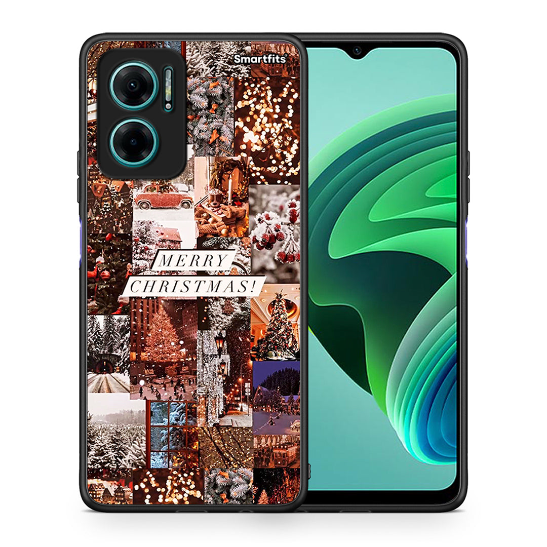 Θήκη Xiaomi Redmi Note 11E Xmas Collage από τη Smartfits με σχέδιο στο πίσω μέρος και μαύρο περίβλημα | Xiaomi Redmi Note 11E Xmas Collage case with colorful back and black bezels