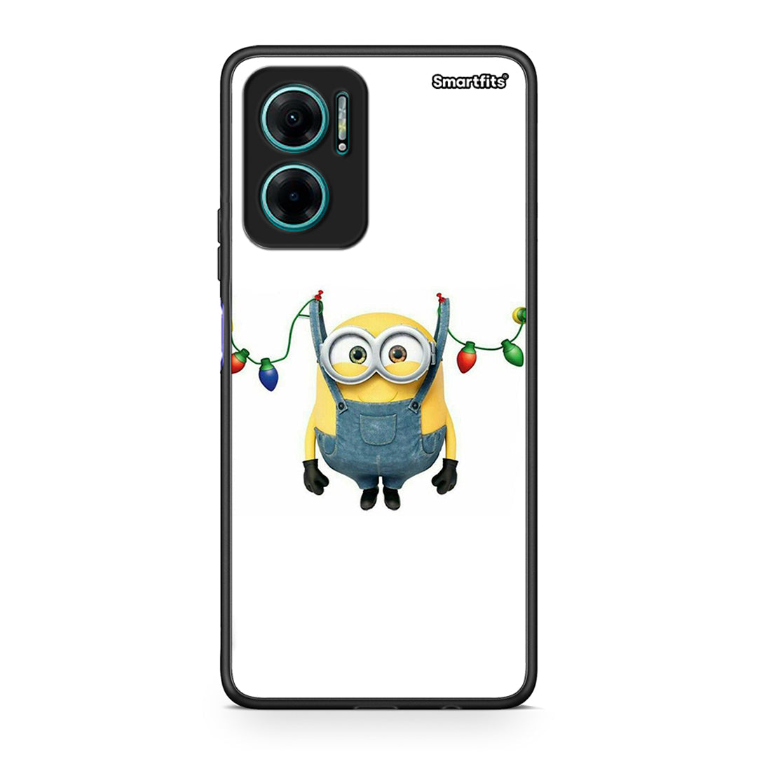 Xiaomi Redmi Note 11E Xmas Minion Lights θήκη από τη Smartfits με σχέδιο στο πίσω μέρος και μαύρο περίβλημα | Smartphone case with colorful back and black bezels by Smartfits