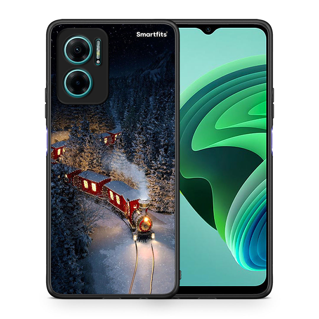 Θήκη Xiaomi Redmi Note 11E Xmas Train από τη Smartfits με σχέδιο στο πίσω μέρος και μαύρο περίβλημα | Xiaomi Redmi Note 11E Xmas Train case with colorful back and black bezels