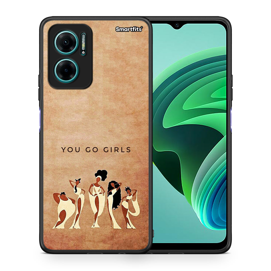 Θήκη Xiaomi Redmi Note 11E You Go Girl από τη Smartfits με σχέδιο στο πίσω μέρος και μαύρο περίβλημα | Xiaomi Redmi Note 11E You Go Girl case with colorful back and black bezels