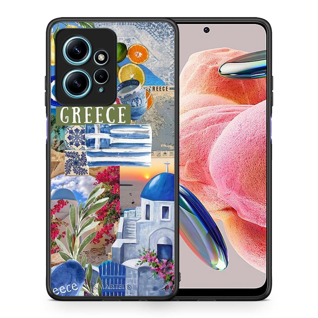 Θήκη Xiaomi Redmi Note 12 4G All Greek από τη Smartfits με σχέδιο στο πίσω μέρος και μαύρο περίβλημα | Xiaomi Redmi Note 12 4G All Greek Case with Colorful Back and Black Bezels