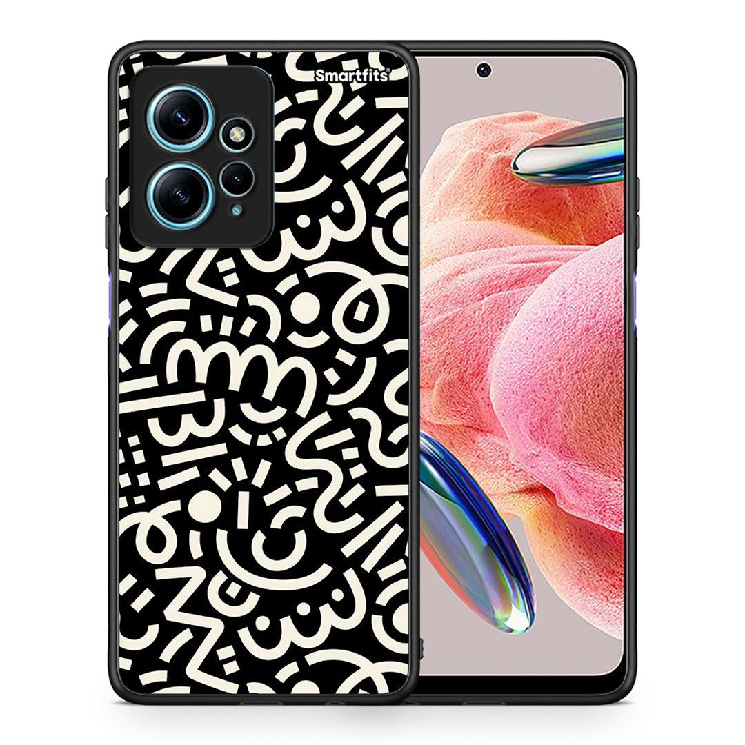 Θήκη Xiaomi Redmi Note 12 4G Doodle Art από τη Smartfits με σχέδιο στο πίσω μέρος και μαύρο περίβλημα | Xiaomi Redmi Note 12 4G Doodle Art Case with Colorful Back and Black Bezels