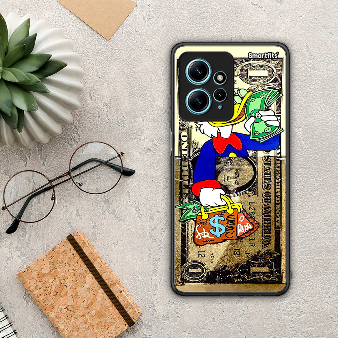 Θήκη Xiaomi Redmi Note 12 4G Duck Money από τη Smartfits με σχέδιο στο πίσω μέρος και μαύρο περίβλημα | Xiaomi Redmi Note 12 4G Duck Money Case with Colorful Back and Black Bezels