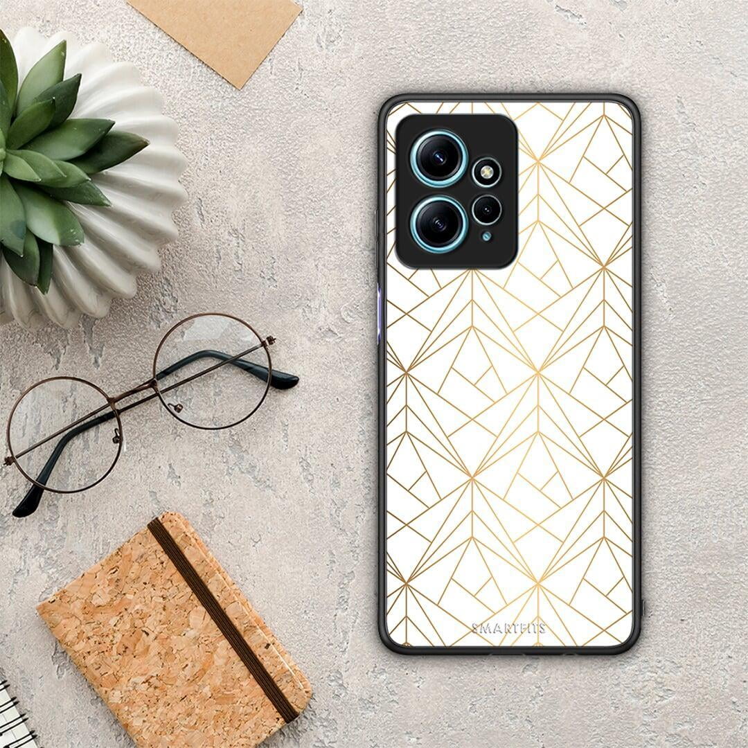 Θήκη Xiaomi Redmi Note 12 4G / Redmi K60 Pro Geometric Luxury White από τη Smartfits με σχέδιο στο πίσω μέρος και μαύρο περίβλημα | Xiaomi Redmi Note 12 4G / Redmi K60 Pro Geometric Luxury White Case with Colorful Back and Black Bezels