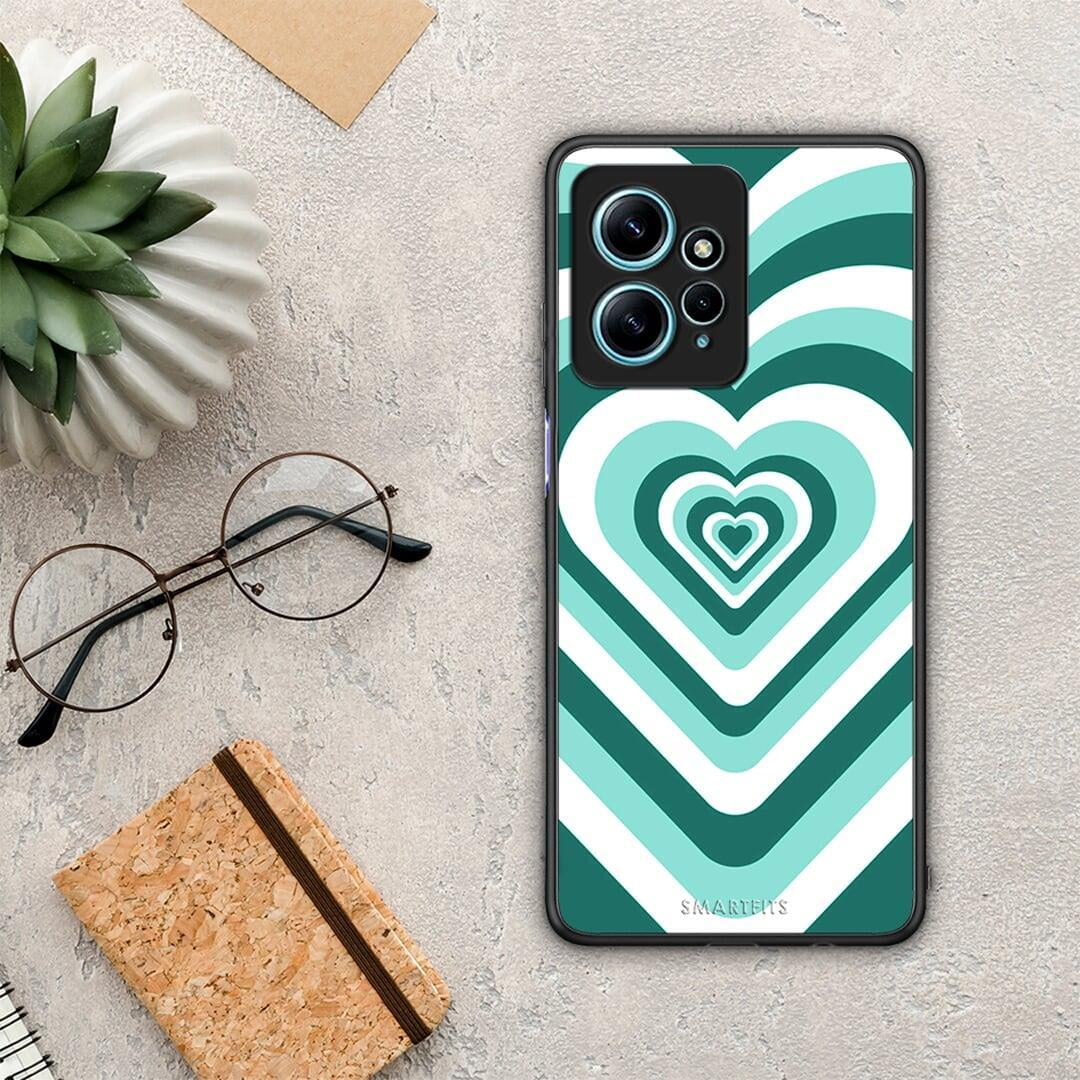 Θήκη Xiaomi Redmi Note 12 4G / Redmi K60 Pro Green Hearts από τη Smartfits με σχέδιο στο πίσω μέρος και μαύρο περίβλημα | Xiaomi Redmi Note 12 4G / Redmi K60 Pro Green Hearts Case with Colorful Back and Black Bezels