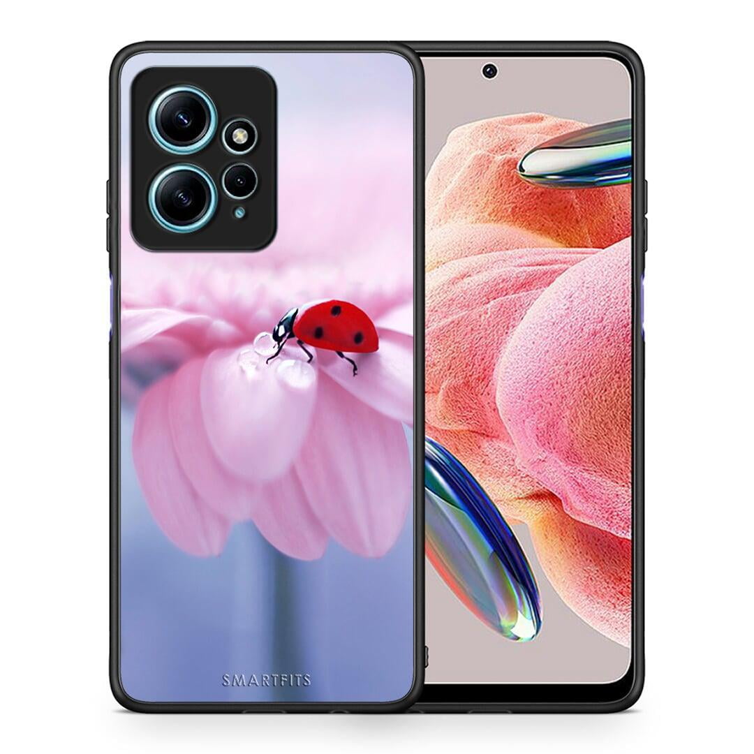 Θήκη Xiaomi Redmi Note 12 4G / Redmi K60 Pro Ladybug Flower από τη Smartfits με σχέδιο στο πίσω μέρος και μαύρο περίβλημα | Xiaomi Redmi Note 12 4G / Redmi K60 Pro Ladybug Flower Case with Colorful Back and Black Bezels