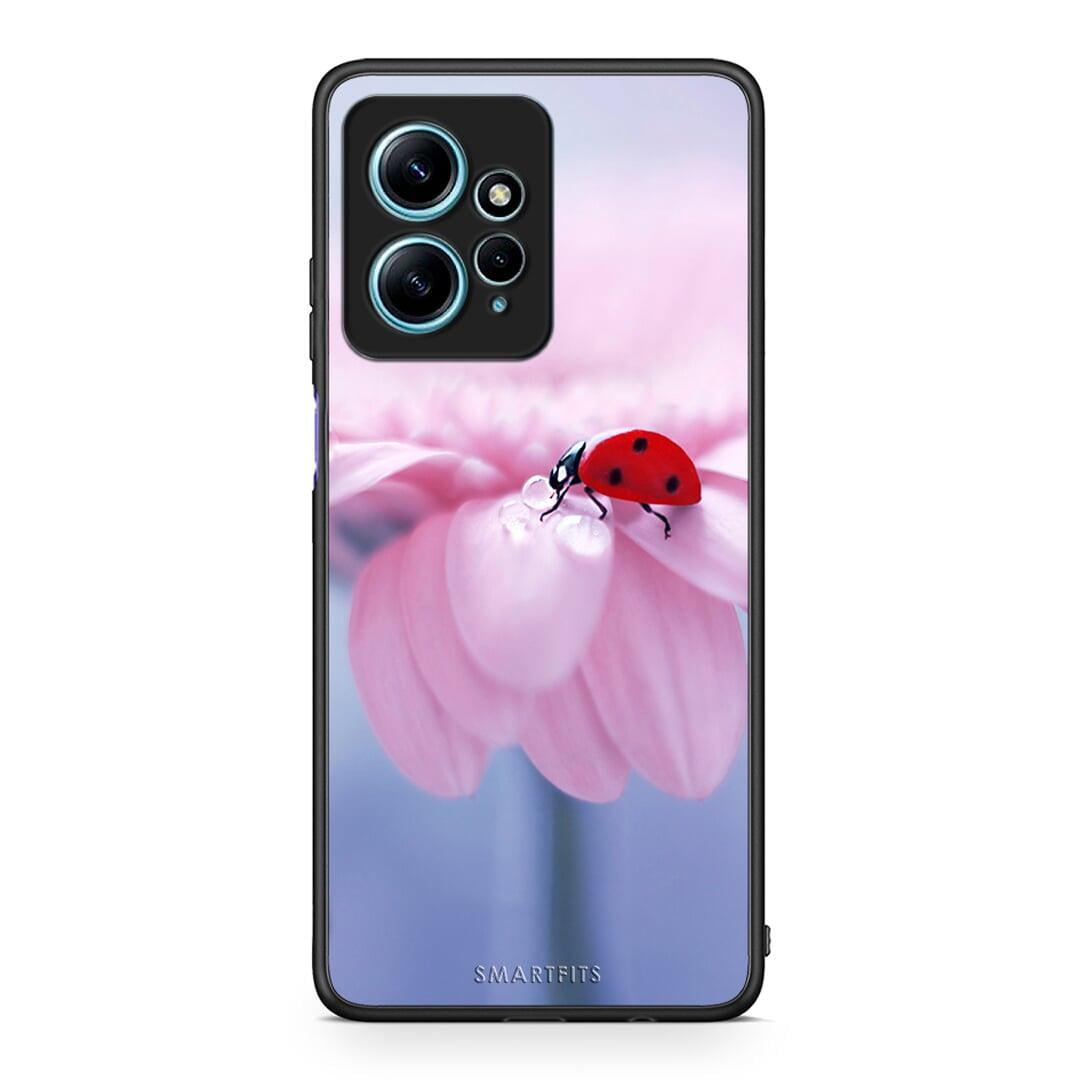 Θήκη Xiaomi Redmi Note 12 4G / Redmi K60 Pro Ladybug Flower από τη Smartfits με σχέδιο στο πίσω μέρος και μαύρο περίβλημα | Xiaomi Redmi Note 12 4G / Redmi K60 Pro Ladybug Flower Case with Colorful Back and Black Bezels