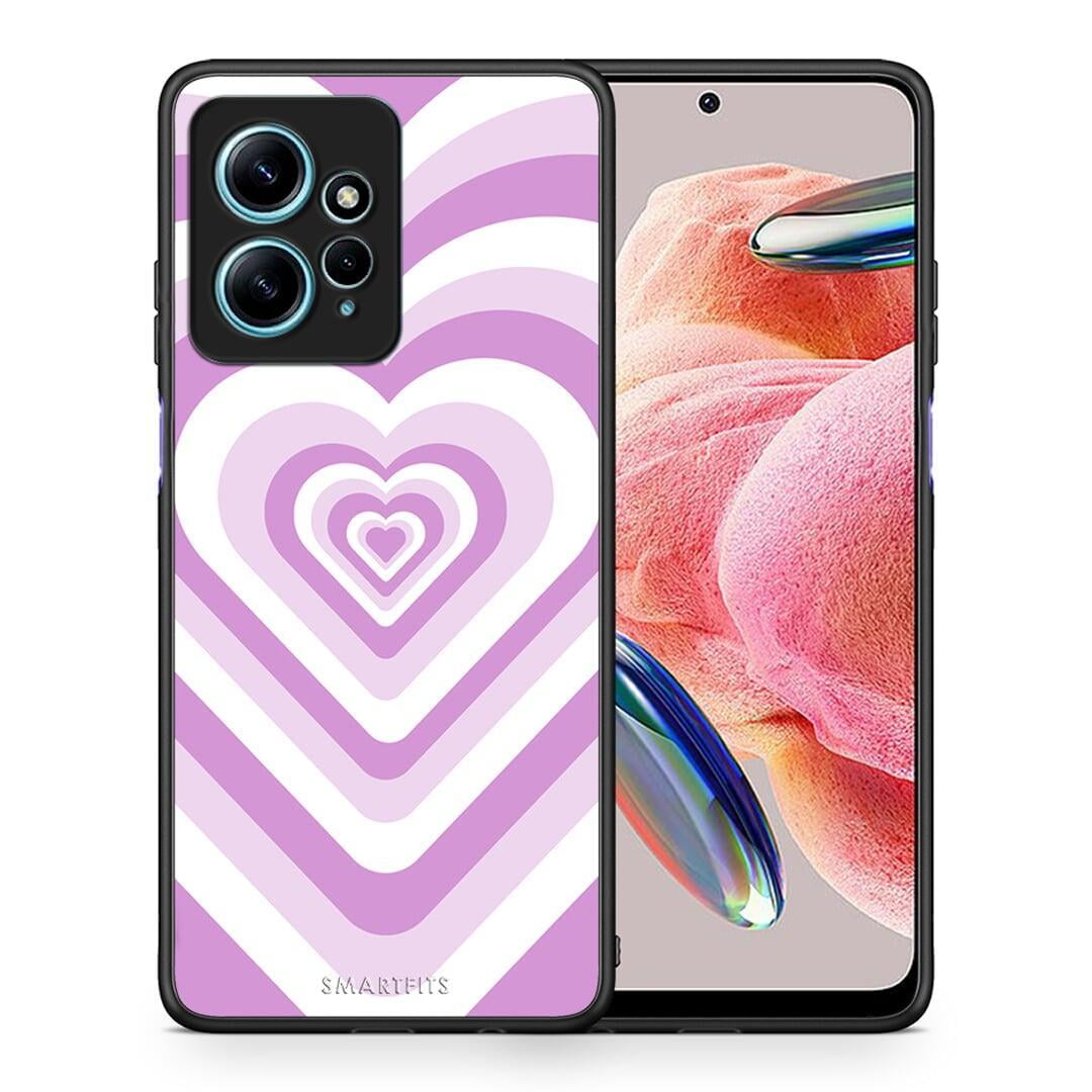 Θήκη Xiaomi Redmi Note 12 4G / Redmi K60 Pro Lilac Hearts από τη Smartfits με σχέδιο στο πίσω μέρος και μαύρο περίβλημα | Xiaomi Redmi Note 12 4G / Redmi K60 Pro Lilac Hearts Case with Colorful Back and Black Bezels