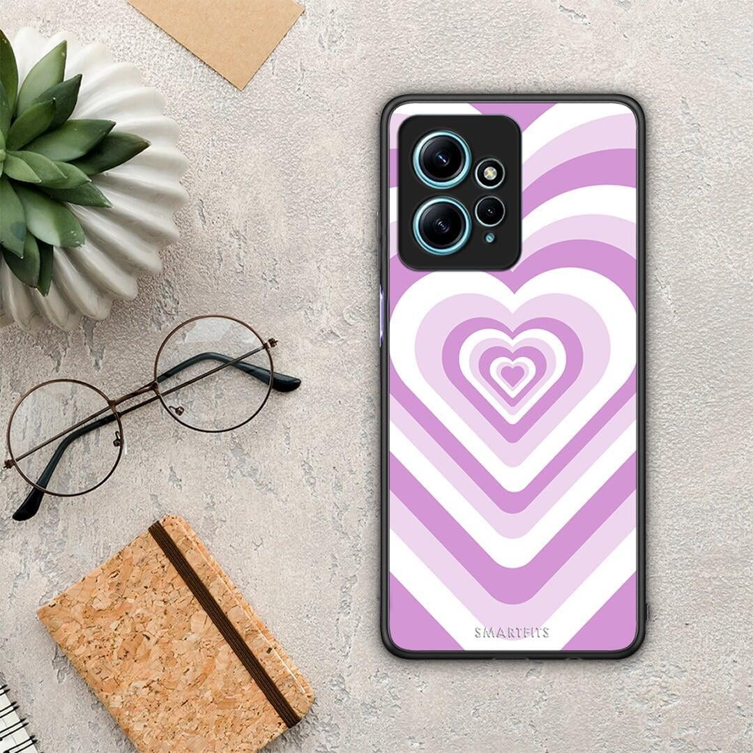 Θήκη Xiaomi Redmi Note 12 4G / Redmi K60 Pro Lilac Hearts από τη Smartfits με σχέδιο στο πίσω μέρος και μαύρο περίβλημα | Xiaomi Redmi Note 12 4G / Redmi K60 Pro Lilac Hearts Case with Colorful Back and Black Bezels