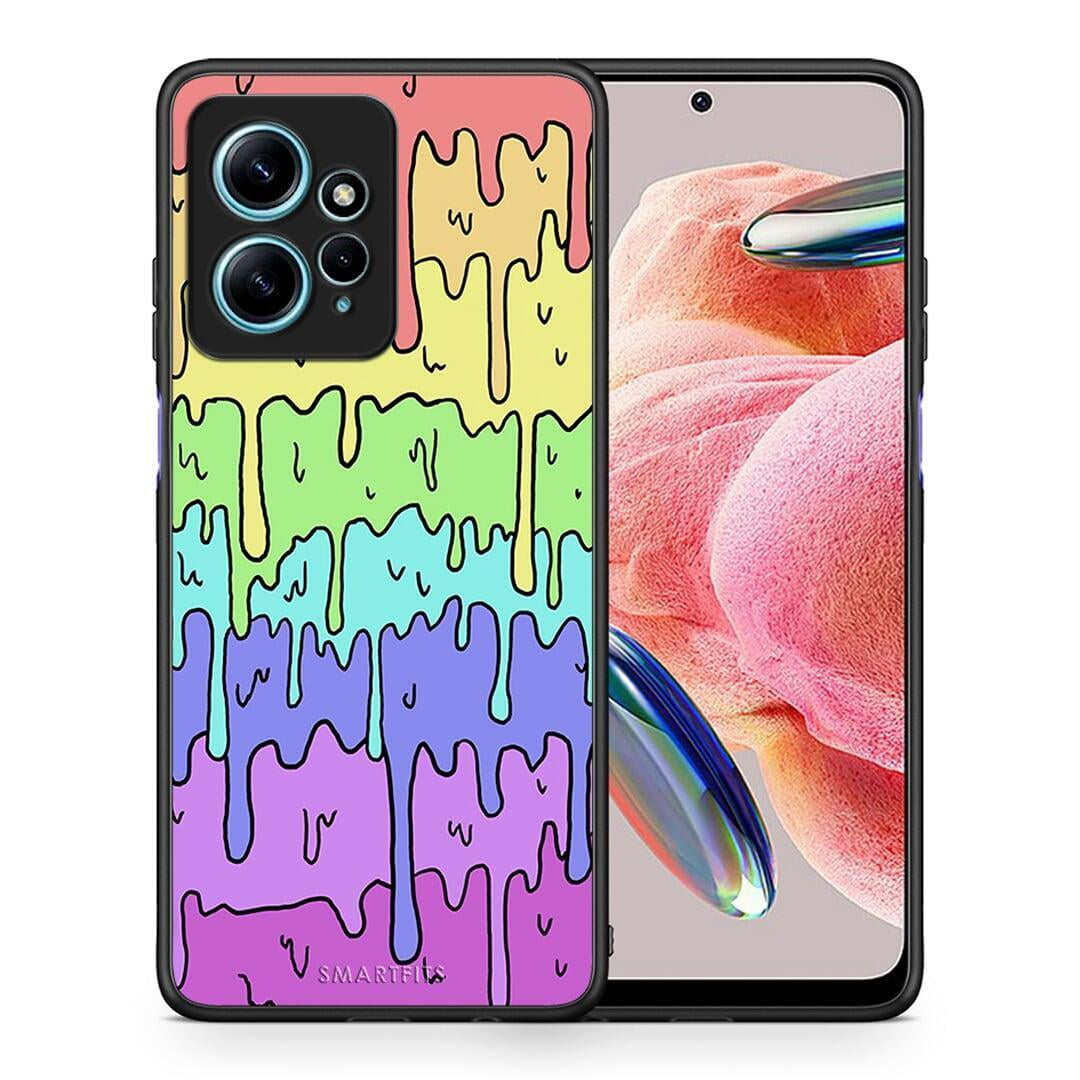 Θήκη Xiaomi Redmi Note 12 4G / Redmi K60 Pro Melting Rainbow από τη Smartfits με σχέδιο στο πίσω μέρος και μαύρο περίβλημα | Xiaomi Redmi Note 12 4G / Redmi K60 Pro Melting Rainbow Case with Colorful Back and Black Bezels