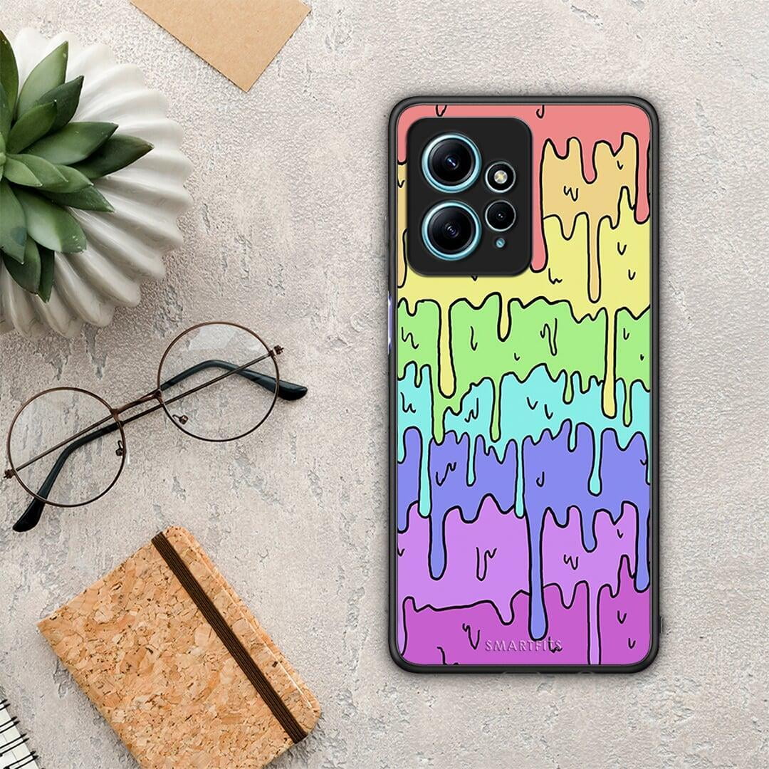 Θήκη Xiaomi Redmi Note 12 4G / Redmi K60 Pro Melting Rainbow από τη Smartfits με σχέδιο στο πίσω μέρος και μαύρο περίβλημα | Xiaomi Redmi Note 12 4G / Redmi K60 Pro Melting Rainbow Case with Colorful Back and Black Bezels