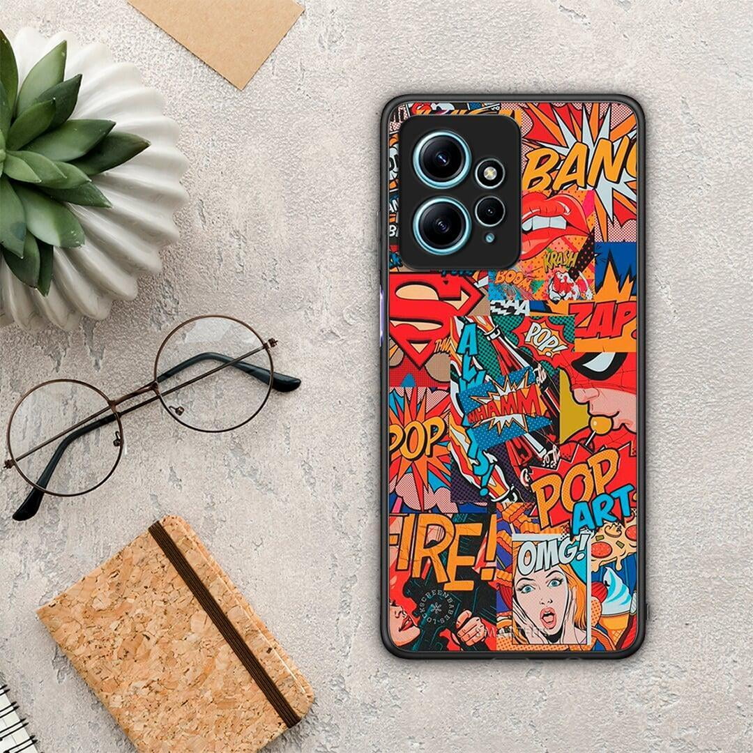 Θήκη Xiaomi Redmi Note 12 4G / Redmi K60 Pro PopArt OMG από τη Smartfits με σχέδιο στο πίσω μέρος και μαύρο περίβλημα | Xiaomi Redmi Note 12 4G / Redmi K60 Pro PopArt OMG Case with Colorful Back and Black Bezels