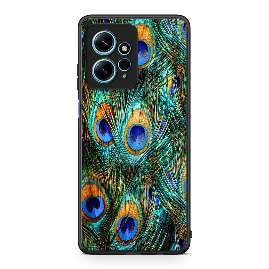 Θήκη Xiaomi Redmi Note 12 4G / Redmi K60 Pro Real Peacock Feathers από τη Smartfits με σχέδιο στο πίσω μέρος και μαύρο περίβλημα | Xiaomi Redmi Note 12 4G / Redmi K60 Pro Real Peacock Feathers Case with Colorful Back and Black Bezels