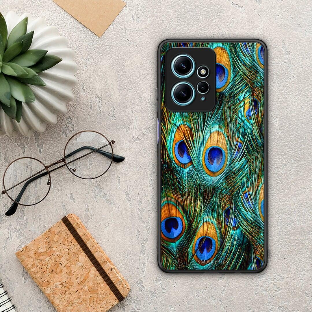 Θήκη Xiaomi Redmi Note 12 4G / Redmi K60 Pro Real Peacock Feathers από τη Smartfits με σχέδιο στο πίσω μέρος και μαύρο περίβλημα | Xiaomi Redmi Note 12 4G / Redmi K60 Pro Real Peacock Feathers Case with Colorful Back and Black Bezels