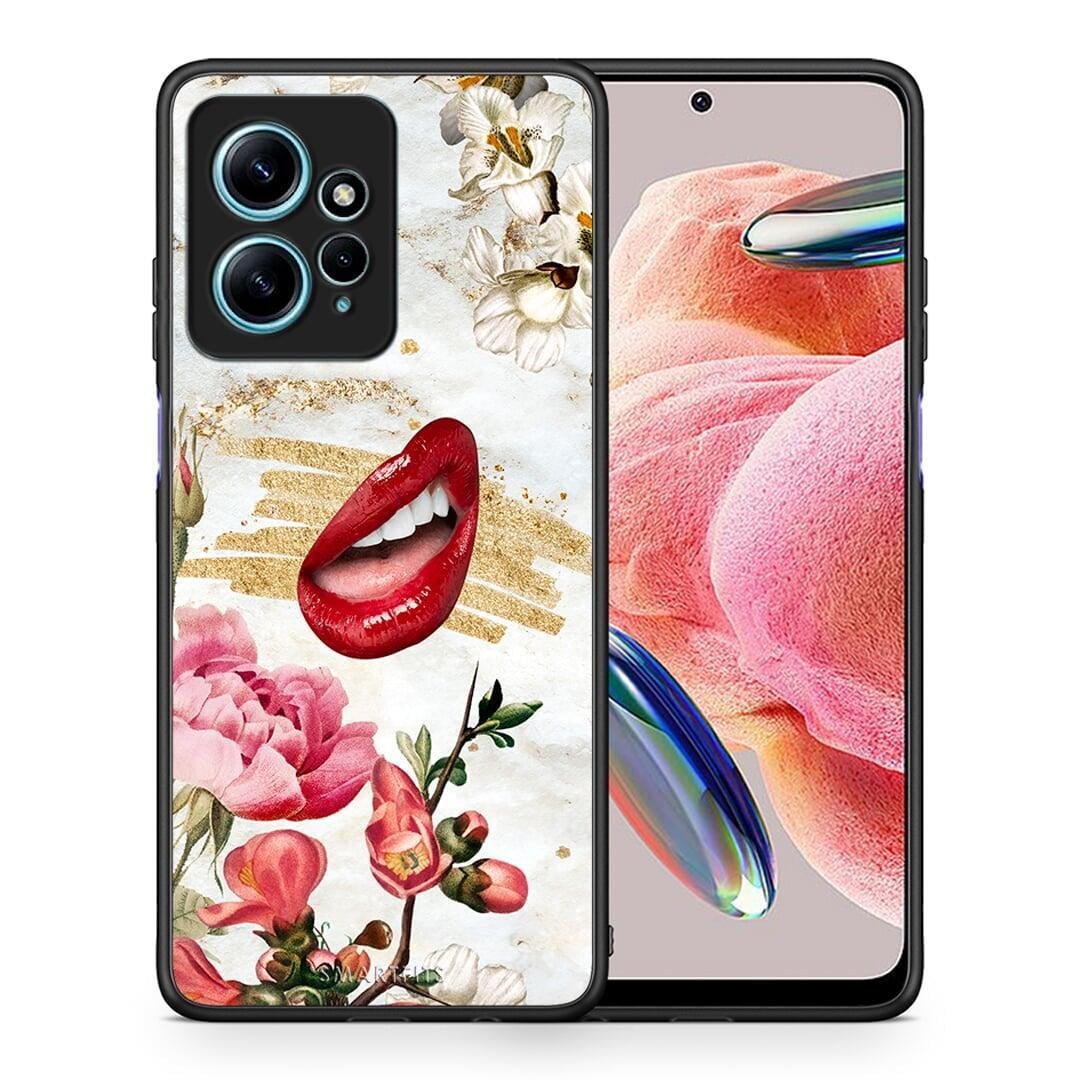 Θήκη Xiaomi Redmi Note 12 4G / Redmi K60 Pro Red Lips από τη Smartfits με σχέδιο στο πίσω μέρος και μαύρο περίβλημα | Xiaomi Redmi Note 12 4G / Redmi K60 Pro Red Lips Case with Colorful Back and Black Bezels