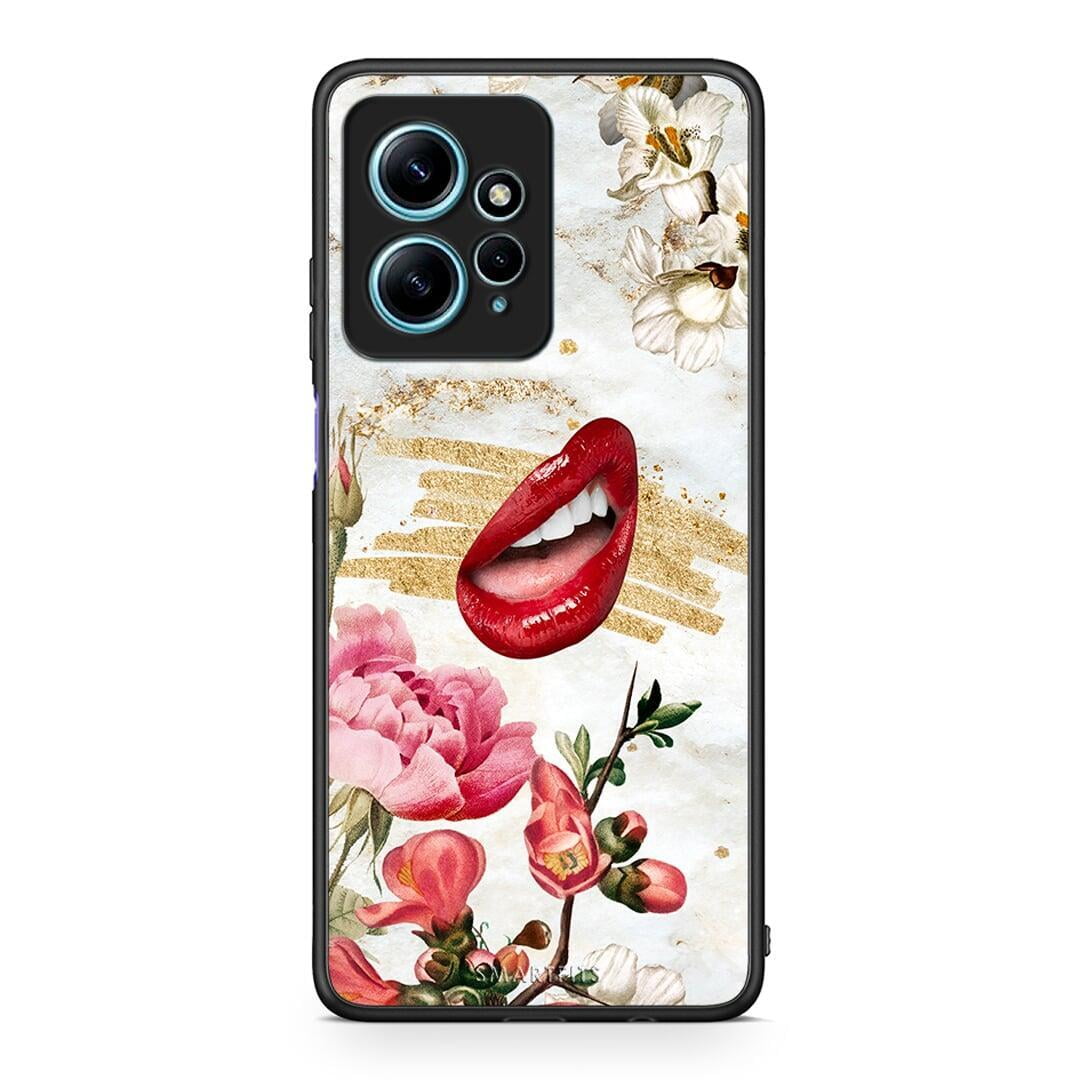 Θήκη Xiaomi Redmi Note 12 4G / Redmi K60 Pro Red Lips από τη Smartfits με σχέδιο στο πίσω μέρος και μαύρο περίβλημα | Xiaomi Redmi Note 12 4G / Redmi K60 Pro Red Lips Case with Colorful Back and Black Bezels